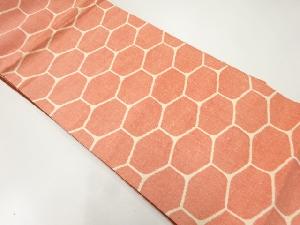 手織り紬石畳模様織出し全通袋帯